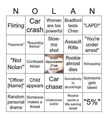 The Rookie Bingo Card