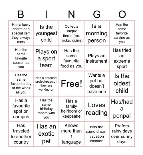 Community Building Activity Bingo Card