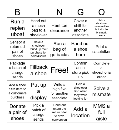 DSW Bingo Card
