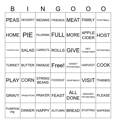 THANKSGIVING 2024 Bingo Card
