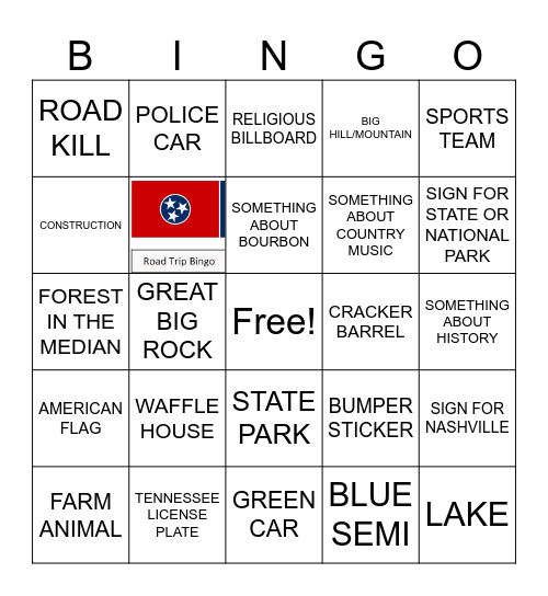 TENEESEE Bingo Card