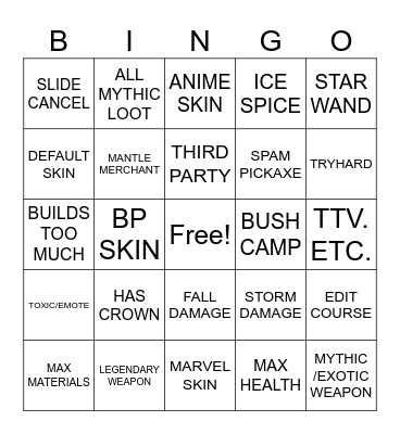 FN SPECTATE Bingo Card