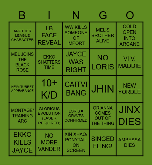 ARCANE FINALE Bingo Card