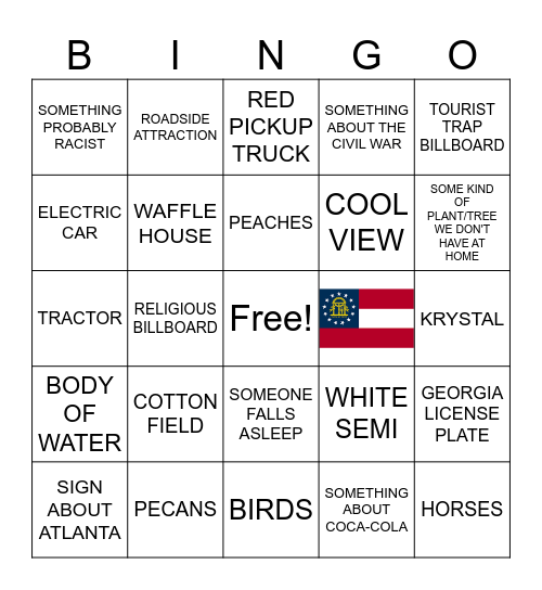 GEORGIA Bingo Card