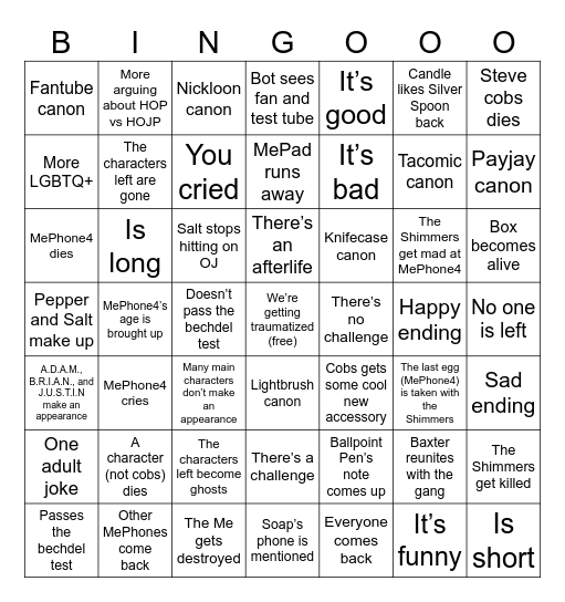 II2 18 Bingo Card