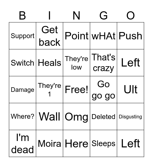 Boyfriend OW Bingo Card