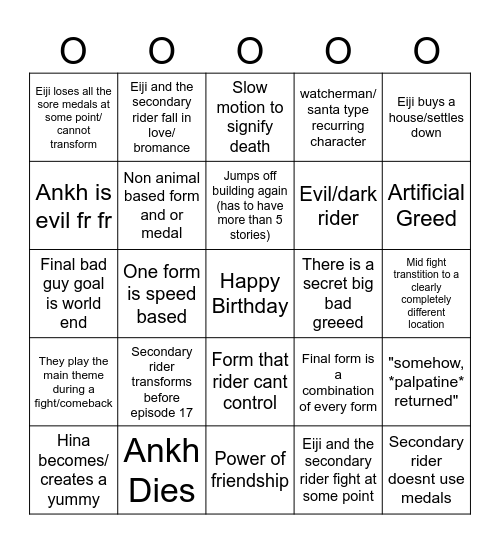 OOOs Bingo (happy birthday) Bingo Card