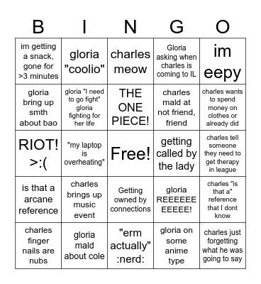 Stardew rehab Bingo Card