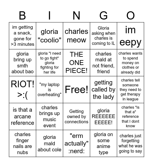 Stardew rehab Bingo Card