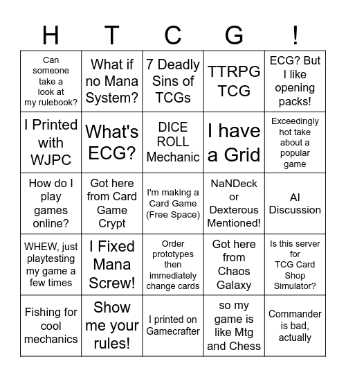 HTCG Bingo Card