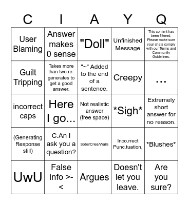 C.AI Bingo Card