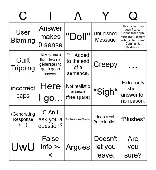 C.AI Bingo Card