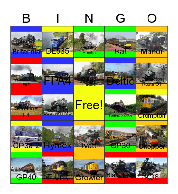 Dining Trains that I would like to ride one day Bingo Card