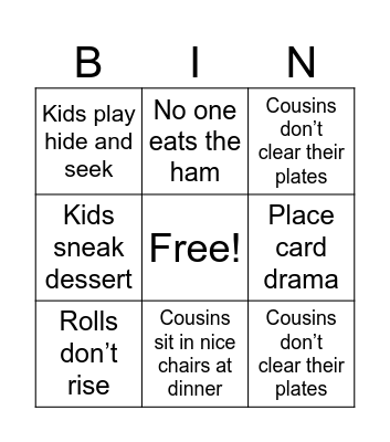 THANKSGIVING BINGO Card