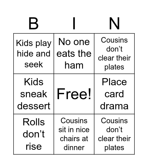 THANKSGIVING BINGO Card