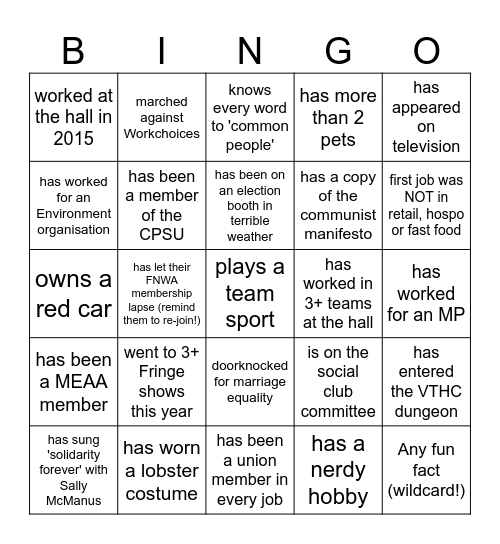 Find someone who / who's: Bingo Card