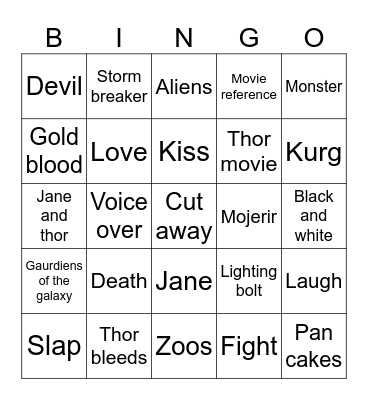 Thor love and thunder bingo Card