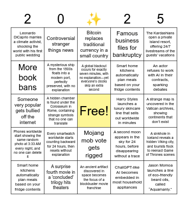 2025 predictions Bingo Card