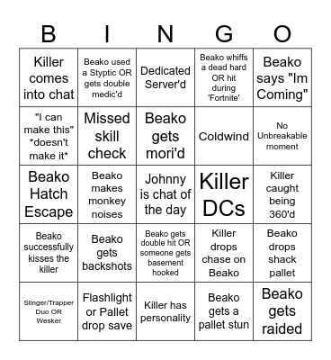 Beako Bingo V2 Bingo Card