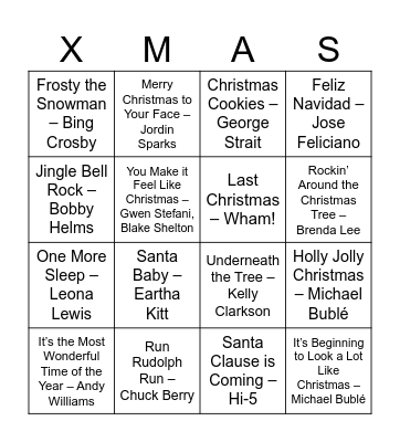 Music Bingo Card