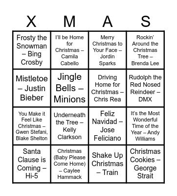 Music Bingo! Bingo Card