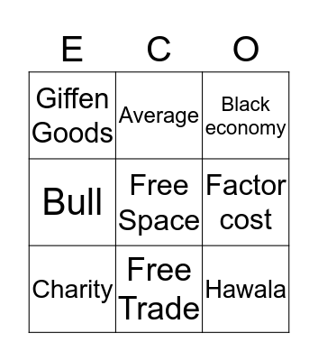 FBLAEconomics Bingo Card