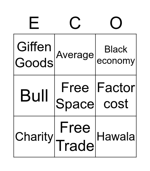 FBLAEconomics Bingo Card