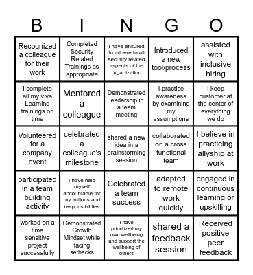 Culture Bingo Card