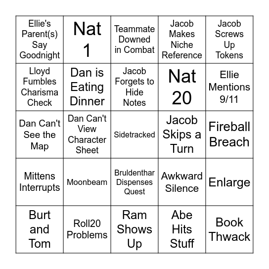 PotA Bingo Card