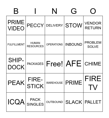 AMAZON BINGO Card