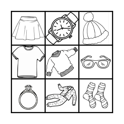 Clothes, clothes, clothes! Bingo Card