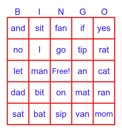 Luke’s Sight Words Bingo Card