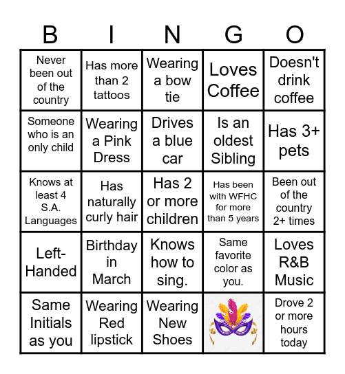 Year End Function - Find The Guest Bingo Card