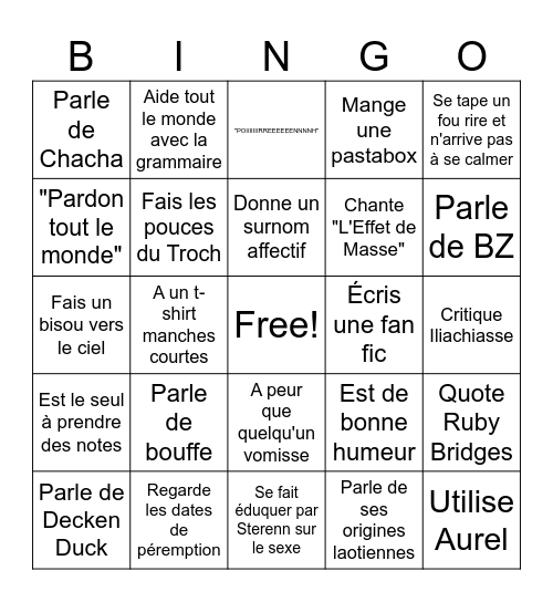 Ruby Binges Bingo Card