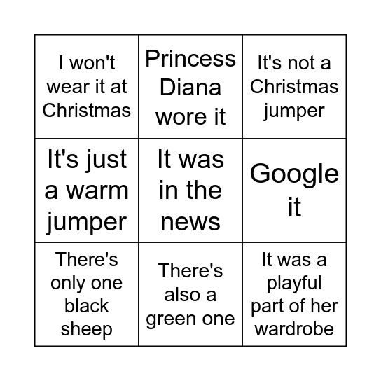 Black Sheep Bingo Card