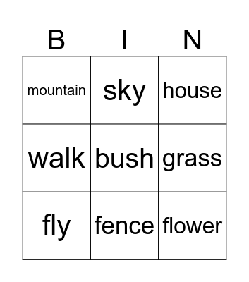 Outdoors bingo Card