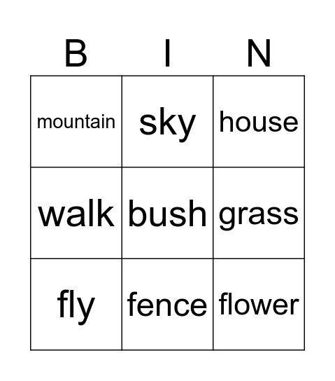 Outdoors bingo Card