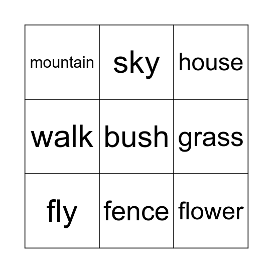 Outdoors bingo Card