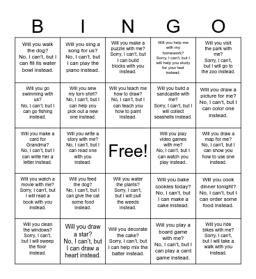 Instead Bingo Card