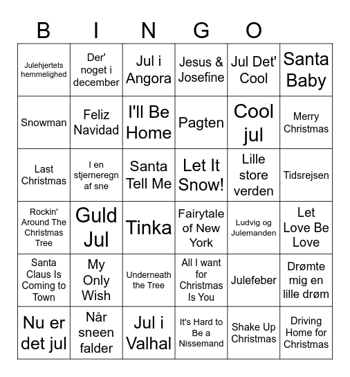 EHHS Julemusikbingo 2024 Bingo Card