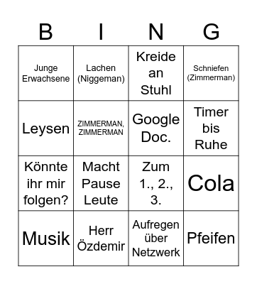 Schüler Bingo Card