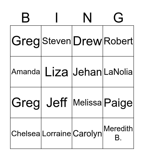 8th Grade Team Bingo  Bingo Card