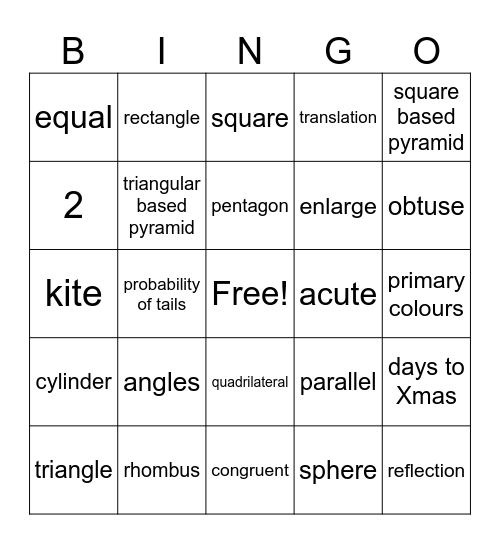 Geometry Bingo ncc Bingo Card