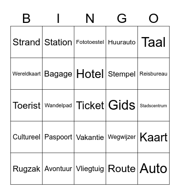 Travel bingo Card