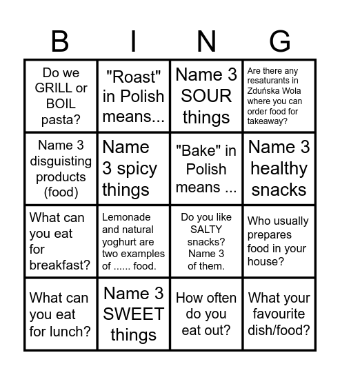 Revision Bingo Card