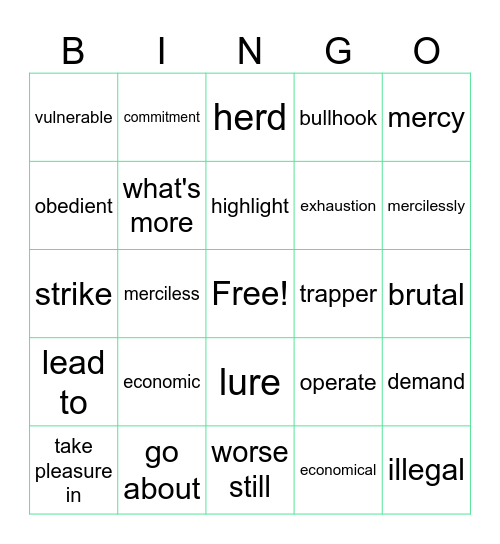 LT Book III Lesson 8 Bingo Card