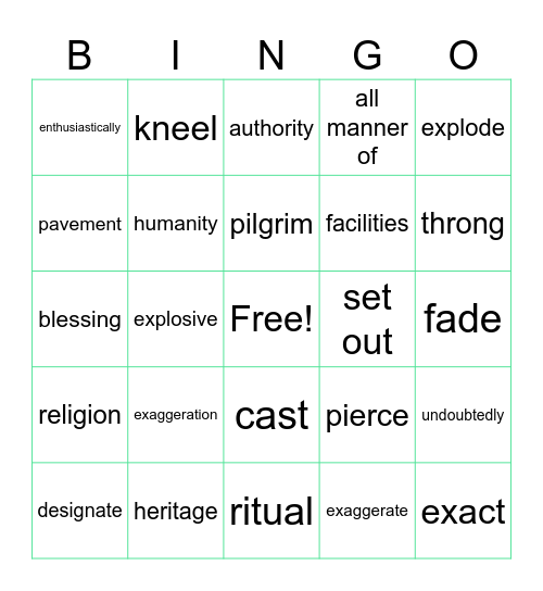 LT Book III Lesson 9 Bingo Card