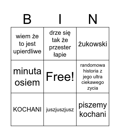 środki bingo Card