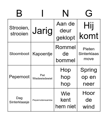 Swingo Sinterklaas Bingo Card