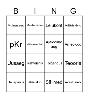 Ajaloo bingo Card